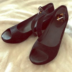 Johnston and Murphy SIZE 10 black suede wedges!!!